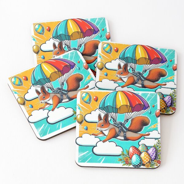 Item preview, squirrel with Color parachute Easter Funny animals designed and sold by Expressions-Sel.