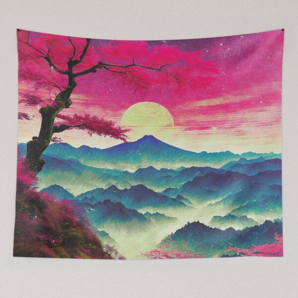 Item preview, Ukiyo-e Inspired Landscape, Ancient Japanese Art/3 designed and sold by Synthwave Poem.