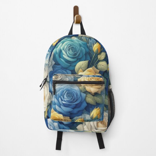Item preview, "Garden Splendor: Blue and Gold Roses in Artistry designed and sold by ArtComixHaven.