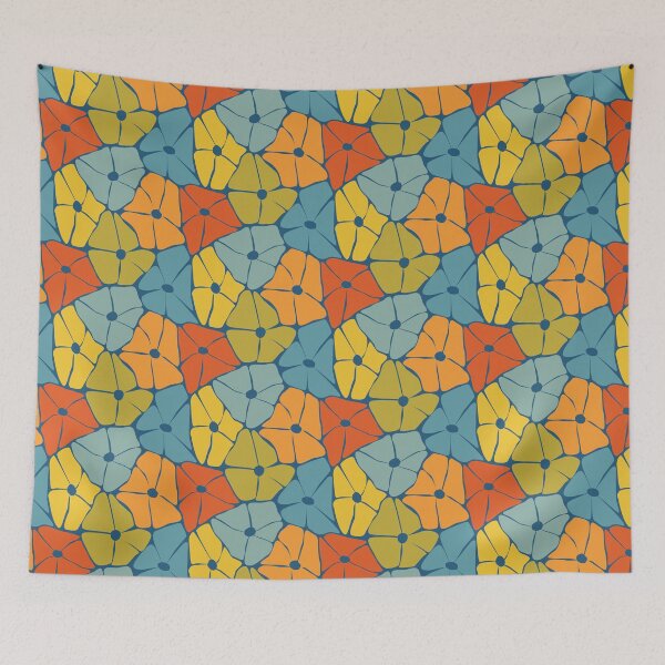 Aperçu de l'œuvre Far Out Groovy Flowers - Bleu créée et vendue par BayhillStudio.