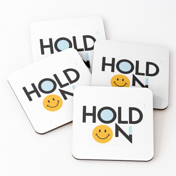 Item preview, Hold On Text with Smiley Face Sticker, Cheerful Message, Black and White, Laptop Decal, Trendy Vinyl Sticker, Positive Vibes designed and sold by WatermelonPink.