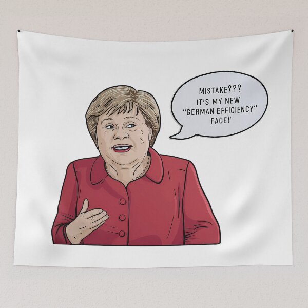 Item preview, Angela Merkel German Efficiency Quote Cartoon Sticker, Humorous Political Figure Illustration, Laptop Decal designed and sold by WatermelonPink.