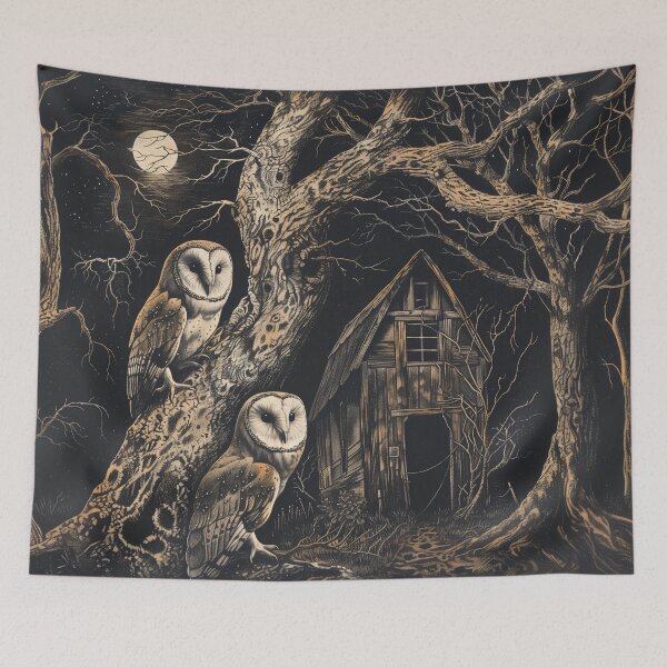 Item preview, Barn Owls in the Spooky Night designed and sold by wyntera.