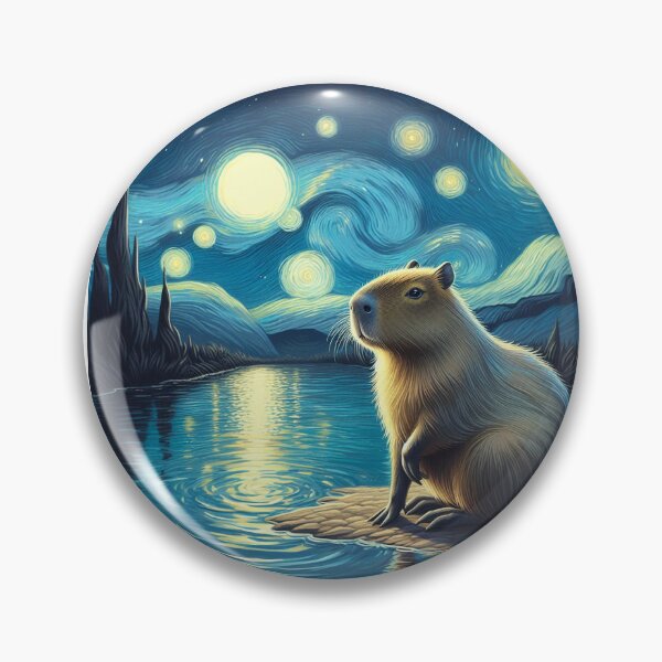 Item preview, Capybara ft. Van Gogh-Road with Cypress and Star1 designed and sold by Capybara Art Lover.