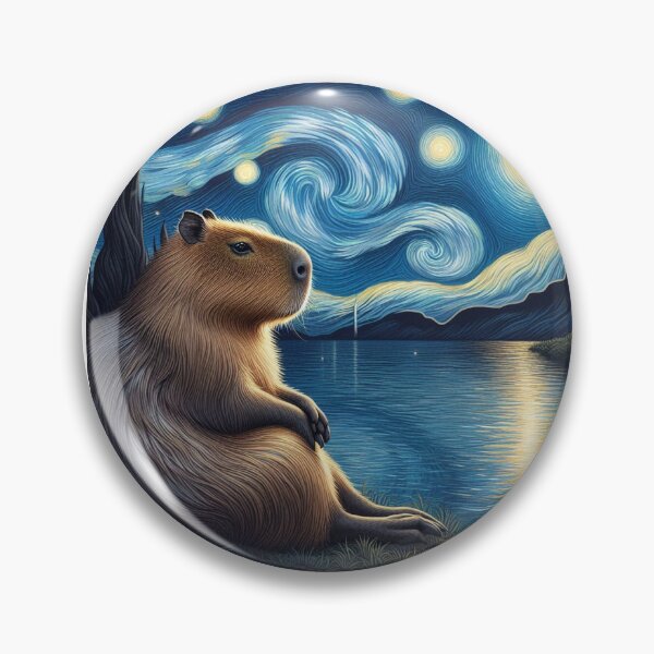 Item preview, Capybara ft. Van Gogh-Road with Cypress and Star2 designed and sold by Capybara Art Lover.