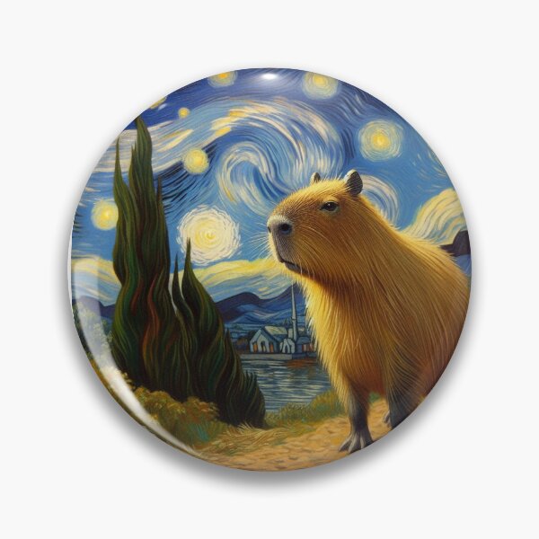 Item preview, Capybara ft. Van Gogh-Road with Cypress and Star3 designed and sold by Capybara Art Lover.