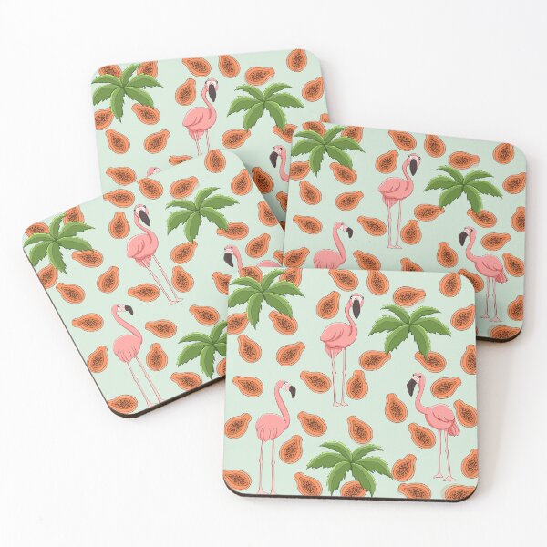 Item preview, Papayas and Flamingos designed and sold by RhondaLuluArt.