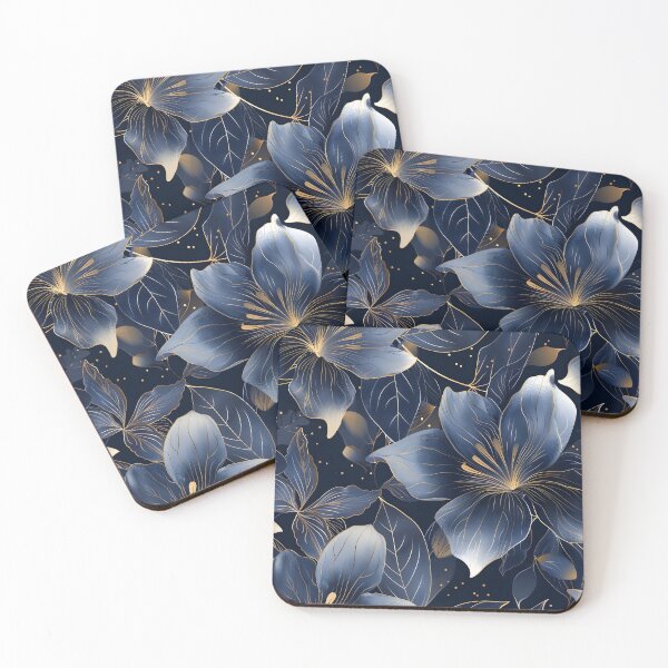 Item preview, Elegant blue and gold lily's print designed and sold by dcrc.