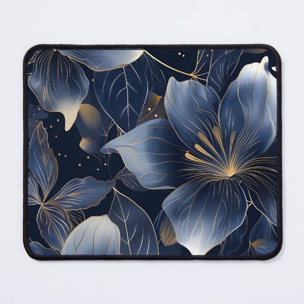 Item preview, Elegant blue and gold lily's print designed and sold by dcrc.