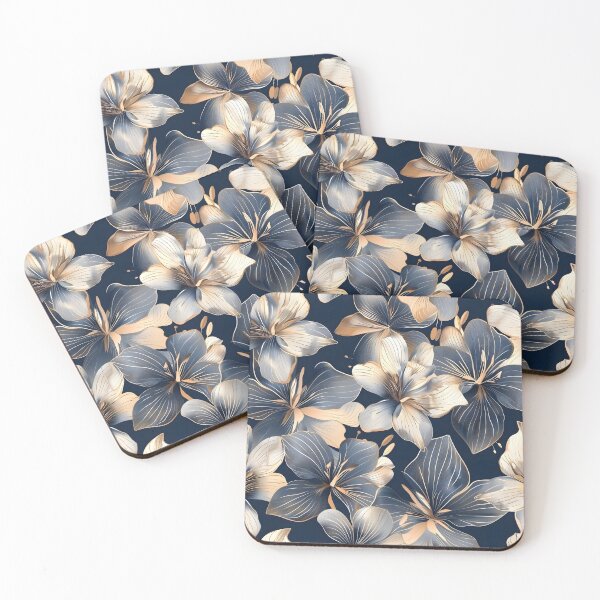 Item preview, Elegant blue and gold lily's print designed and sold by dcrc.