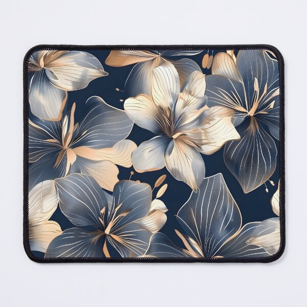 Item preview, Elegant blue and gold lily's print designed and sold by dcrc.