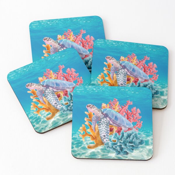 Item preview, Sea Turtle, coral reef designed and sold by WhiteSoftPetals.