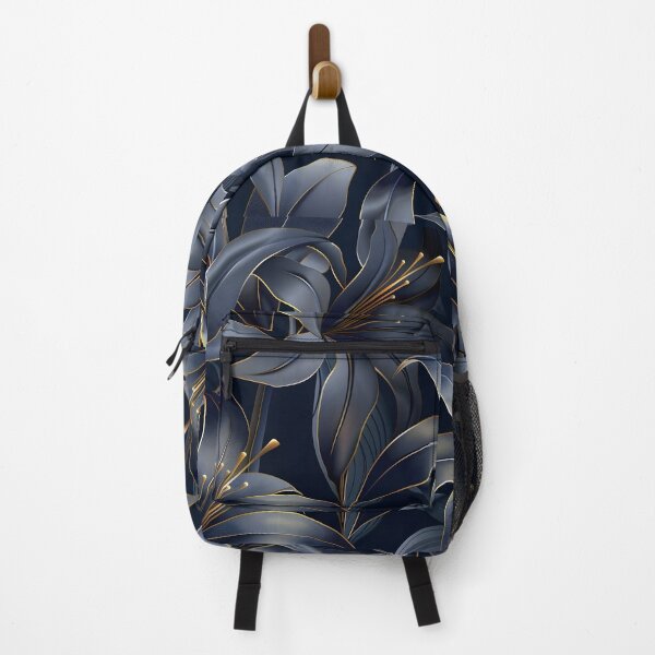 Item preview, elegant blue and gold lilys print designed and sold by dcrc.