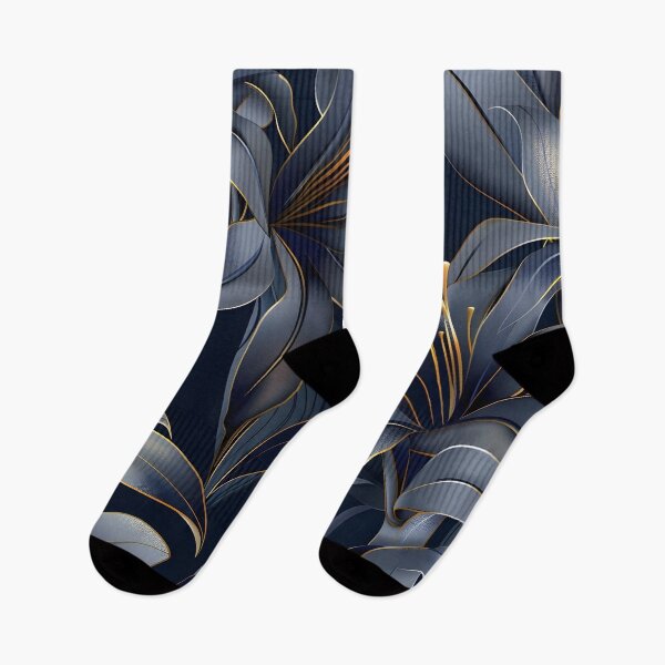 Item preview, elegant blue and gold lilys print designed and sold by dcrc.