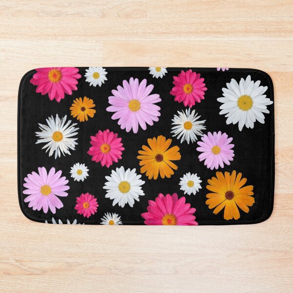 Item preview, Colorful Happy White Orange Pink Magenta Daisy Flowers Shapes on Black Mania Shapes Mania designed and sold by Shapes-Mania.