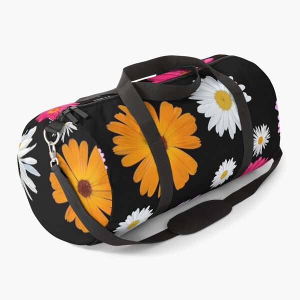 Item preview, Colorful Happy White Orange Pink Magenta Daisy Flowers Shapes on Black Mania Shapes Mania designed and sold by Shapes-Mania.