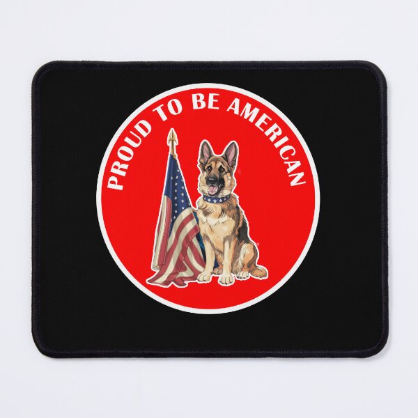 Item preview, Patriotic USA -Graphic says: Proud to be American  German Sheppard with American Flag in red circle. designed and sold by WhiteGothic.