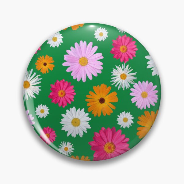Item preview, Colorful Happy White Orange Pink Magenta Daisy Flowers Shapes on Green Mania Shapes Mania designed and sold by Shapes-Mania.