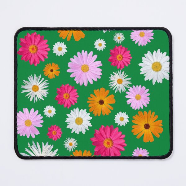 Item preview, Colorful Happy White Orange Pink Magenta Daisy Flowers Shapes on Green Mania Shapes Mania designed and sold by Shapes-Mania.