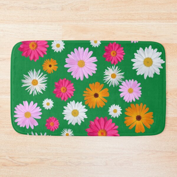 Item preview, Colorful Happy White Orange Pink Magenta Daisy Flowers Shapes on Green Mania Shapes Mania designed and sold by Shapes-Mania.