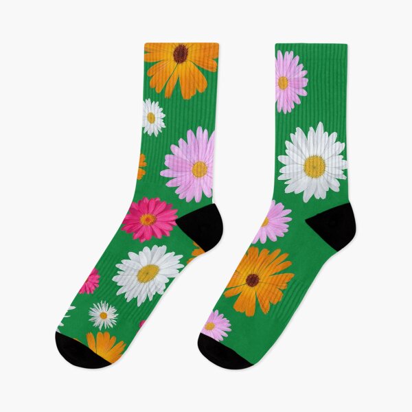 Item preview, Colorful Happy White Orange Pink Magenta Daisy Flowers Shapes on Green Mania Shapes Mania designed and sold by Shapes-Mania.