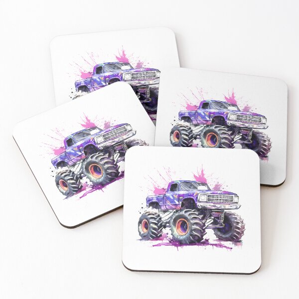 Item preview, Purple Monster Truck With Ink Splash Effect designed and sold by Amberjays.