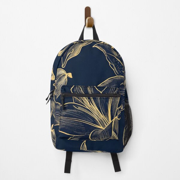 Item preview, elegant blue and gold lilys print designed and sold by dcrc.
