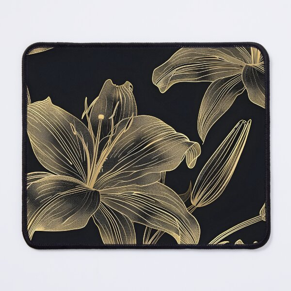Item preview, elegant blue and gold lilys print designed and sold by dcrc.