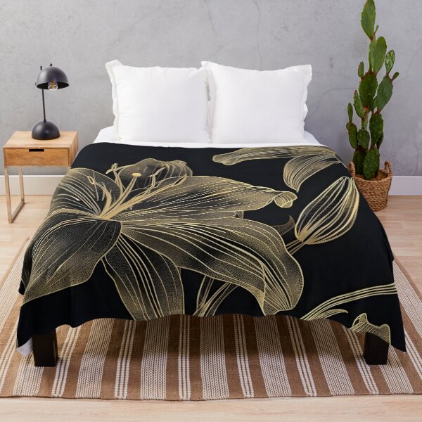Item preview, elegant blue and gold lilys print designed and sold by dcrc.