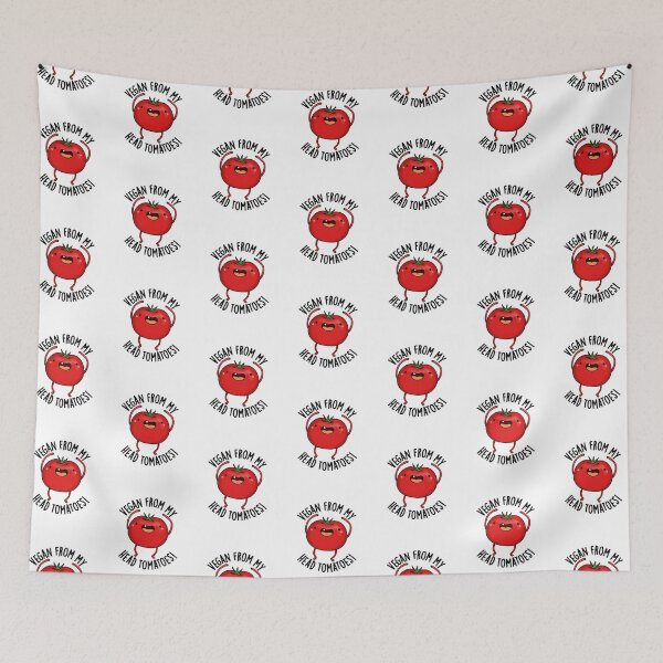 Item preview, Vegan From My Head Tomatoes Funny Veggie Pun  designed and sold by punnybone.