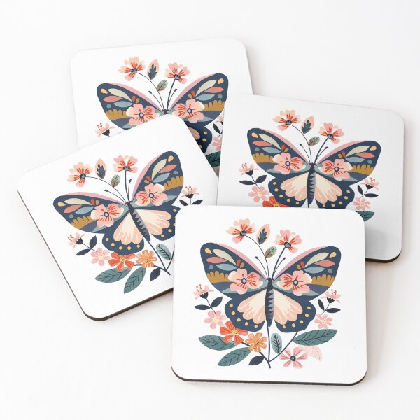 Artikelvorschau, Boho Aquarell Schmetterlinge Blumen bunt Schmetterling Flora Mot Frühling entworfen und verkauft von darunwan.