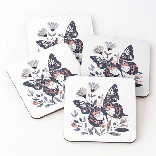 Artikelvorschau, Boho Vintage Aquarell Schmetterlinge Blumen bunt Schmetterling Flora Mot Frühling Sommer entworfen und verkauft von darunwan.