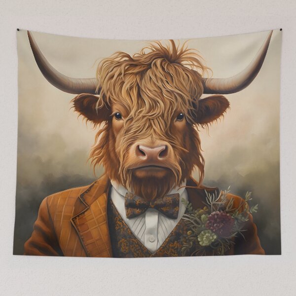 Item preview, Highland Cow Portrait Art designed and sold by ConfettiSkyArt.