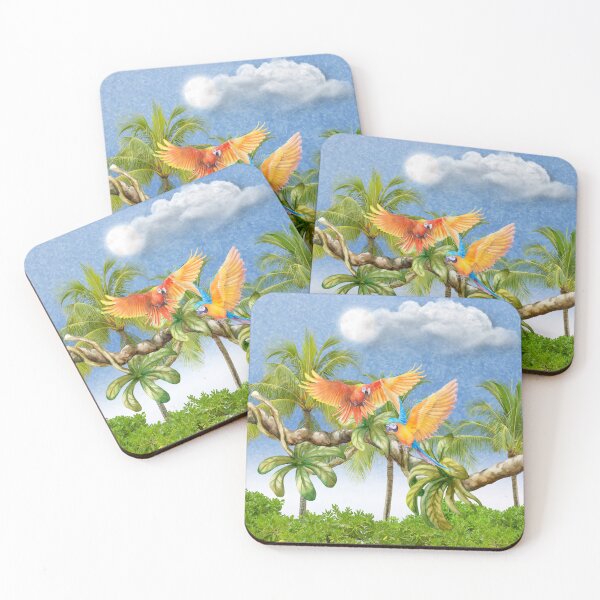 Item preview, Parrots in a Tropical Forest designed and sold by WhiteSoftPetals.