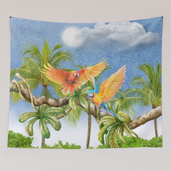 Item preview, Parrots in a Tropical Forest designed and sold by WhiteSoftPetals.