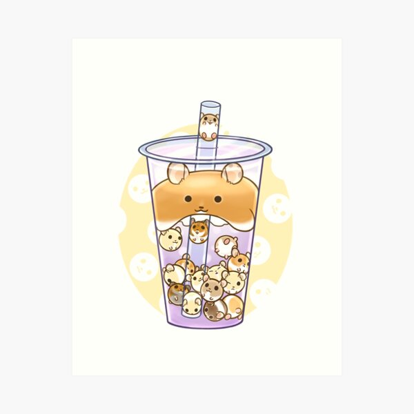 Vista previa del artículo con la obra «Té de boba de hámster», diseñado y vendido por pawlove.
