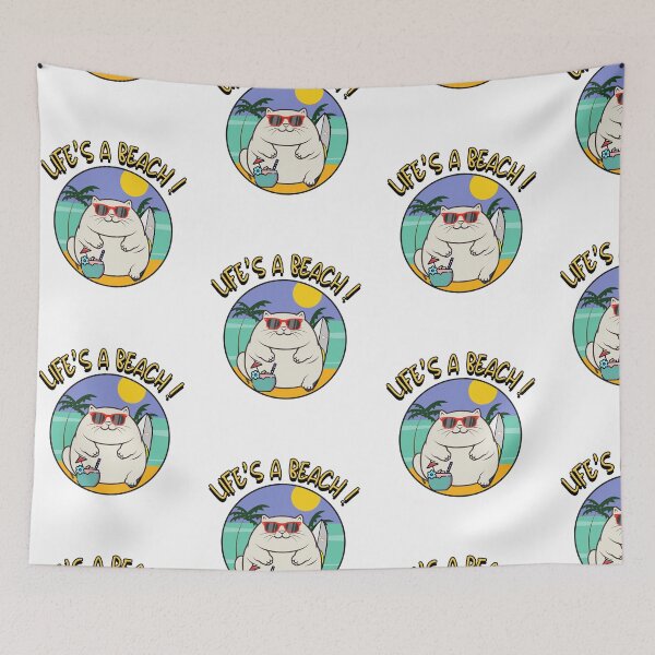 Item preview, Funny fat cat on the beach designed and sold by Pet Station.