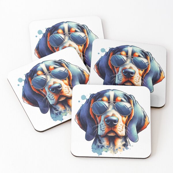 Item preview, Watercolor Bluetick Coonhound Wearing Sunglasses designed and sold by TheAnimalZ00.