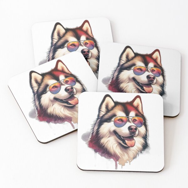 Item preview, Watercolor Alaskan Malamute Wearing Sunglasses designed and sold by TheAnimalZ00.