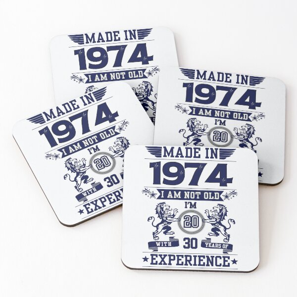 Item preview, MADE IN 1974 I AM NOT OLD I AM 20 WITH 30 YEARS OF EXPERIENCE | Classic Birthday Funny Typographic Art designed and sold by CanvasThread.