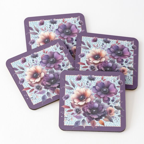 Item preview, Violet and Peach Blooms: A Watercolor Symphony designed and sold by LyssasMindArt.