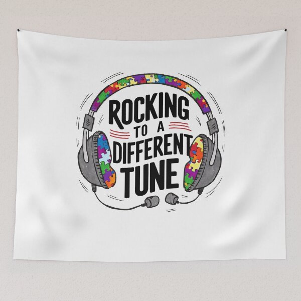 Item preview, Funny Autism Awareness Headphones Gift Rocking To A Different Tune Music Autism Awareness Headphones for Awareness Gamers Rocking To A Different Unique Musical Rhythms designed and sold by Kiraz771s.