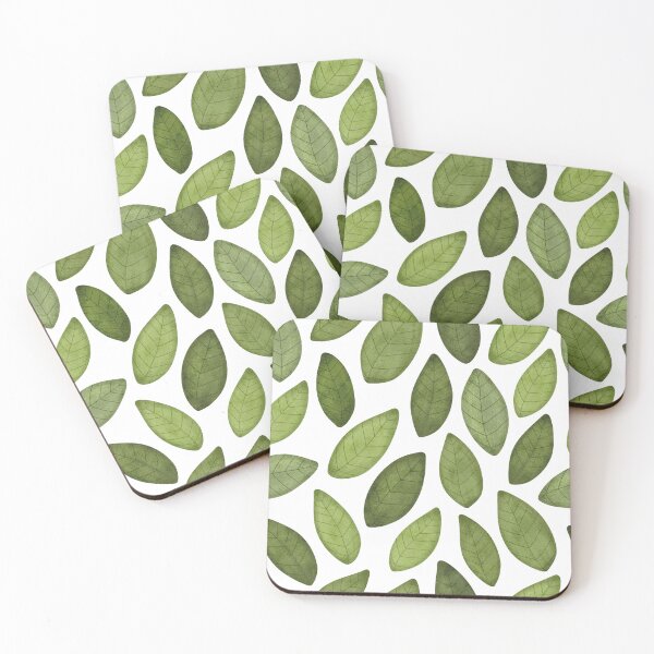 Item preview, Green leaves seamless pattern on white  designed and sold by pinkyfish1010.