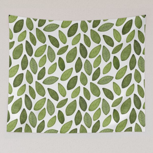 Item preview, Green leaves seamless pattern on white  designed and sold by pinkyfish1010.