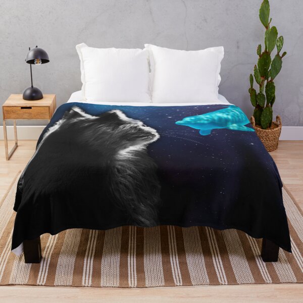 Item preview, Cat Dreaming of Space Dolphins designed and sold by ArtbyMikkiC.