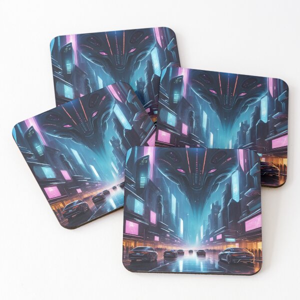 Item preview, Scary Alien Invasion, UFO, Futuristic City, Sci Fi! designed and sold by lonelymoony.