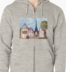 Paris Eiffel Tower inspired impressionist landscape by Kristie Hubler Zipped Hoodie