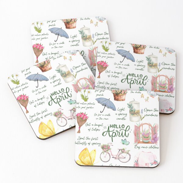Item preview, Watercolor spring list to do in April Girly Set of watercolor  designed and sold by CyberArtistOne.