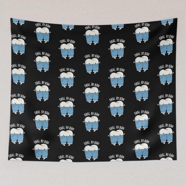 Item preview, Oral Hy-jean Funny Tooth Pun (Dark BG) designed and sold by punnybone.