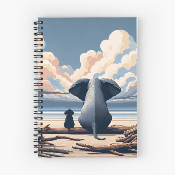 Item preview, elephant and dog sitting on the beach designed and sold by Mike Kiev art.
